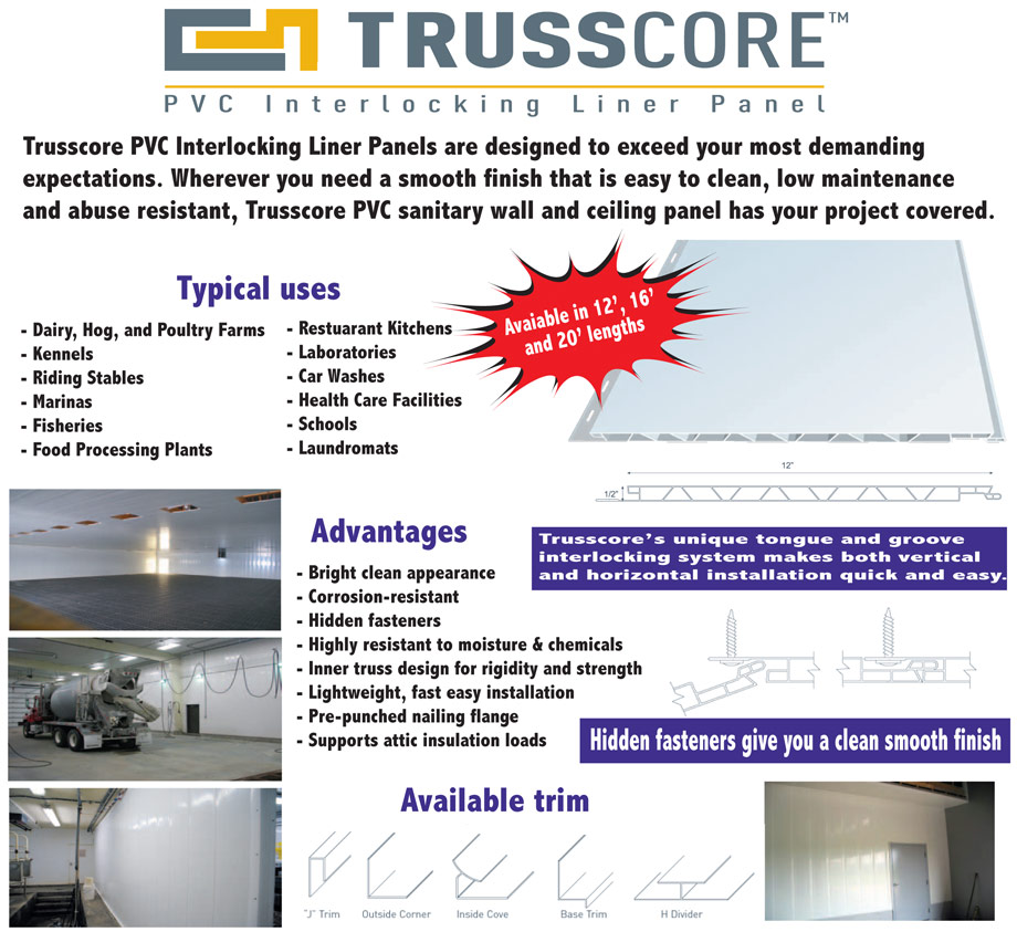Terra Star Building Products now offers Trusscore PVC Interlocking Liner Panel.
